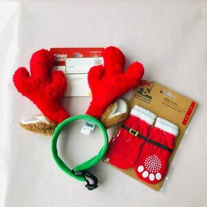 Dog Zippy Paws Christmas Holiday Dog Reindeer Antlers & Socks  Size - S